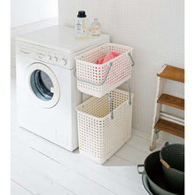 Load image into Gallery viewer, Yoshikawa Kuni Kogyo Laundry Basket Undressing Basket Laundry Basket Scandinavian Style Stacking Laundry Basket M White
