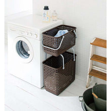 Load image into Gallery viewer, Yoshikawa Kuni Kogyo Laundry Hamper Dressing Basket Laundry Basket Scandinavian Style Stacking Laundry Basket L Brown
