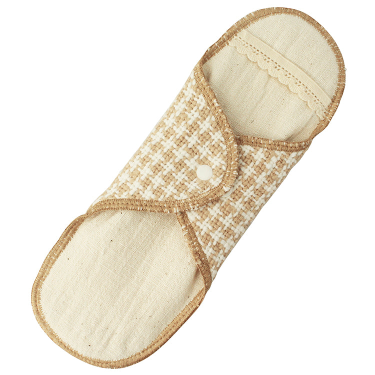 Cloth Napkin Menstruation Period Sanitary Pad Ohisama  Daytime Use Checked Pattern Unbleached 19*24