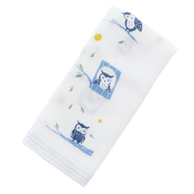 Cargar imagen en el visor de la galería, Imabari Towel Face Towel Hagoromo Gauze Owl Night Owl Blue 33 x 95 cm
