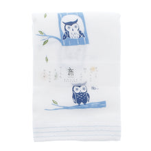 Muat gambar ke penampil Galeri, Imabari Towel Face Towel Hagoromo Gauze Owl Night Owl Blue 33 x 95 cm
