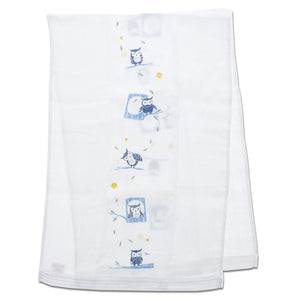 Imabari Towel Face Towel Hagoromo Gauze Owl Night Owl Blue 33 x 95 cm