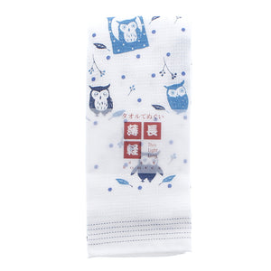 Imabari Towel Face Towel Cloth Dusk Forest Owl Blue 33 x 100 cm