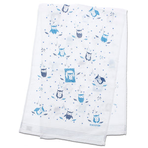 Imabari Towel Face Towel Cloth Dusk Forest Owl Blue 33 x 100 cm