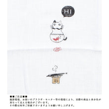 Load image into Gallery viewer, Imabari Towel Handkerchief Hagoromo Gauze Wet Hand Towel Nyanko Blue 33 x 38 cm
