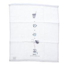 Muat gambar ke penampil Galeri, Imabari Towel Handkerchief Hagoromo Gauze Wet Hand Towel Cafe Time Blue 33 x 38 cm
