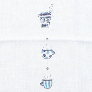 Imabari Towel Handkerchief Hagoromo Gauze Wet Hand Towel Cafe Time Blue 33 x 38 cm