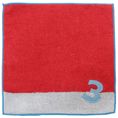 IMABARI Towel mama&me NUMBER-COLOR Kids Handkerchief (Length 20 x Width 20cm) Red (NO.3)