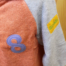 Load image into Gallery viewer, ?yIMABARI Towel?z mama&amp;me NUMBER-COLOR Kids Bathrobe S (Size: Length Approx. 48?~ Width 39cm) Salmon Pink (NO.8)
