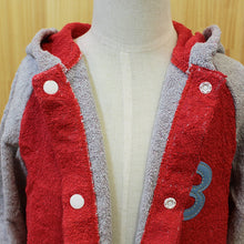 Load image into Gallery viewer, ?yIMABARI Towel?z mama&amp;me NUMBER-COLOR Kids Bathrobe M (Size: Length Approx. 60?~ Width 42cm) Red (NO.3)

