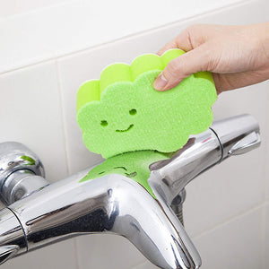 AISEN Bathroom Stick-on Cleaning Sponge Green