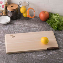 将图片加载到图库查看器，KAI Sekimagoroku Kitchen Knife Hinoki Cypress Wood Cutting Board with Stand Ｍ 360×200 
