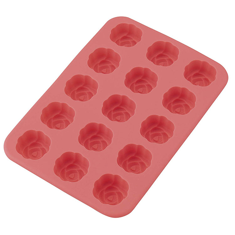 KAI HOUSE SELECT Japanese Dessert Type Silicon Material Baking Tools Cake Mould Rose Flower 15-Pieces