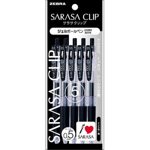 Zebra Gel Ballpoint Pen SARASA Clip  0.5 Black 5 Pcs