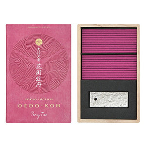Oedo-Koh Incense & Mini Ceramic Holder - Peony Tree 60 Sticks