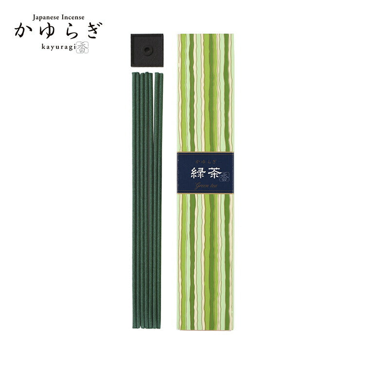 Kayuragi Incense & Mini Ceramic Holder - Green Tea 40 Sticks