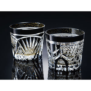 Toyo Sasaki Glass Cold Sake Glass  Yachiyo Cut Glass Cup Open Fan Pattern Made in Japan Black Approx. 85ml LSB19755SBK-C637