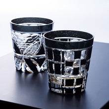 Laden Sie das Bild in den Galerie-Viewer, Toyo Sasaki Glass Cold Sake Glass  Yachiyo Cut Glass Cup Bamboo Fence Pattern Made in Japan Black Approx. 85ml LSB19755SBK-C638
