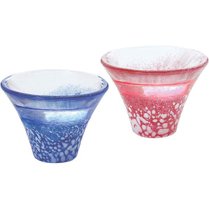 Toyo Sasaki Glass Cold Sake Glass  Set Good Luck Charm Blessings Cup Mount Fuji Cold Sake Cup Set Made in Japan Red & Blue Approx. 35ml 2-pieces G635-T72