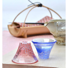 Muat gambar ke penampil Galeri, Toyo Sasaki Glass Cold Sake Glass  Set Good Luck Charm Blessings Cup Mount Fuji Cold Sake Cup Set Made in Japan Red &amp; Blue Approx. 35ml 2-pieces G635-T72
