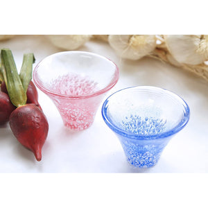 Toyo Sasaki Glass Cold Sake Glass  Set Good Luck Charm Blessings Cup Mount Fuji Cold Sake Cup Set Made in Japan Red & Blue Approx. 35ml 2-pieces G635-T72