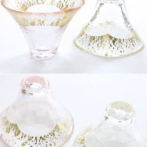 Toyo Sasaki Glass Cold Sake Glass  Set Good Luck Charm Blessings Cup Mount Fuji Cold Sake Cup Set Made in Japan Pink & Clear Approx. 65ml 2-pieces G636-T73