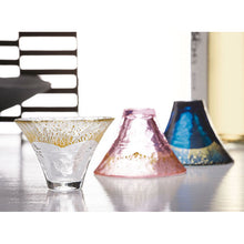 Laden Sie das Bild in den Galerie-Viewer, Toyo Sasaki Glass Cold Sake Glass  Good Luck Charm Blessings Cup Mount Fuji Gold Sakura Made in Japan Pink Approx. 65ml 42085G-ERP
