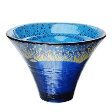 将图片加载到图库查看器，Toyo Sasaki Glass Cold Sake Glass  Good Luck Charm Blessings Cup Mount Fuji Gold Blue Black Made in Japan Blue  Approx. 65ml 42085G-SHB
