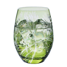 Laden Sie das Bild in den Galerie-Viewer, Toyo Sasaki Glass  Glass  Tumbler Kiriko Leopard Plant Green Approx. 420ml HG111-56WG
