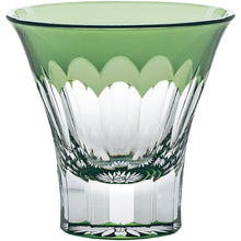 将图片加载到图库查看器，Toyo Sasaki Glass Japanese Sake Wine Glass  Yachiyo Cut Glass Chrysanthemum Pattern Green Approx. 85ml LS19759SCG-C694-S3
