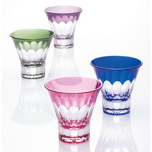 将图片加载到图库查看器，Toyo Sasaki Glass Cold Sake Glass  Yachiyo Cut Glass KaleidoscopeCup Nanten Pattern Made in Japan Purple Approx. 85ml LS19759SP-C694-S4
