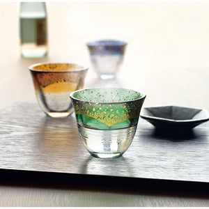 Toyo Sasaki Glass Sake Cup Japanese Glass Hot Sake Amber Gold Foil Made in Japan Brown Approx. 75ml 42140TS-G-WGAB