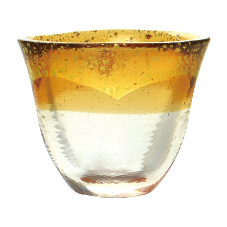 Toyo Sasaki Glass Sake Cup Japanese Glass Hot Sake Amber Gold Foil Made in Japan Brown Approx. 75ml 42140TS-G-WGAB