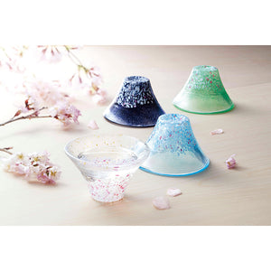 Toyo Sasaki Glass Japanese Sake Wine Glass  Good Luck Charm Blessings Cup Sakura Fuji Cherry Blossom Sunny Cherry Blossoms Blue  Approx. 45ml WA529