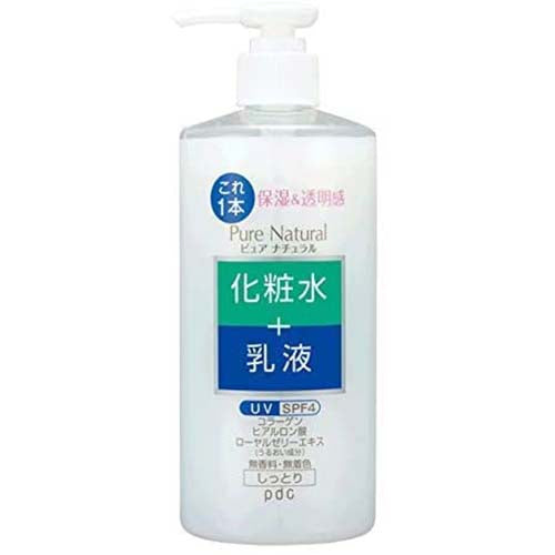 Pure Natural Essence Lotion UV Large Volume 400ml Japan Moist Collagen Hyaluronic Acid Emulsion Skin Care