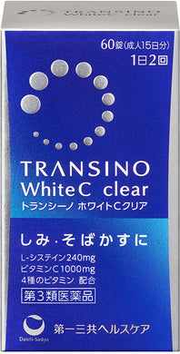 Transino White C Clear 60 Tablets for 30 Days, Alleviate Spots & Freckles from Inside, Vitamin C B E, Japan Whitening Fair Skin Health Beauty Supplement