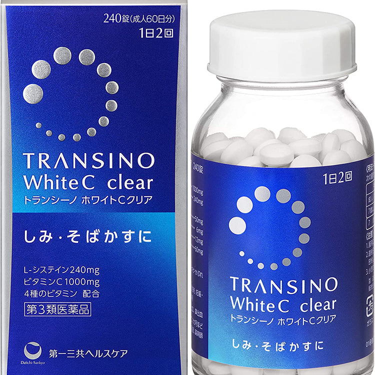 Transino White C Clear 240 Tablets for 120 Days, Alleviate Spots & Freckles from Inside, Vitamin C B E, Japan Whitening Fair Skin Health Beauty Supplement Top Japanese Whitening Skincare
