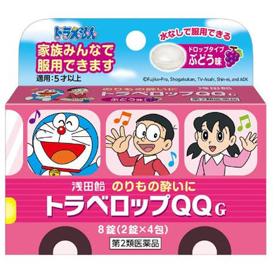 Travelop Motion Sickness remedy Grape Taste 8 Tablets