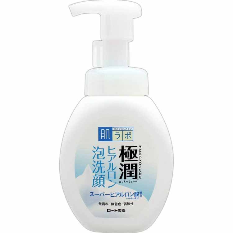 Hadalabo Gokujun Fluffy Hyaluronic Foam Face Wash Super Hyaluronic Acid & Absorption Type Hyaluronic Acid W Blend 160mL Facial Cleanser