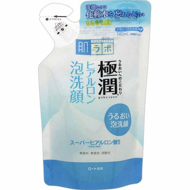 Hadalabo Gokujun Fluffy Hyaluronic Foam Face Wash Super Hyaluronic Acid & Absorbent Hyaluronic Acid W Formula Refill 140mL Facial Cleanser